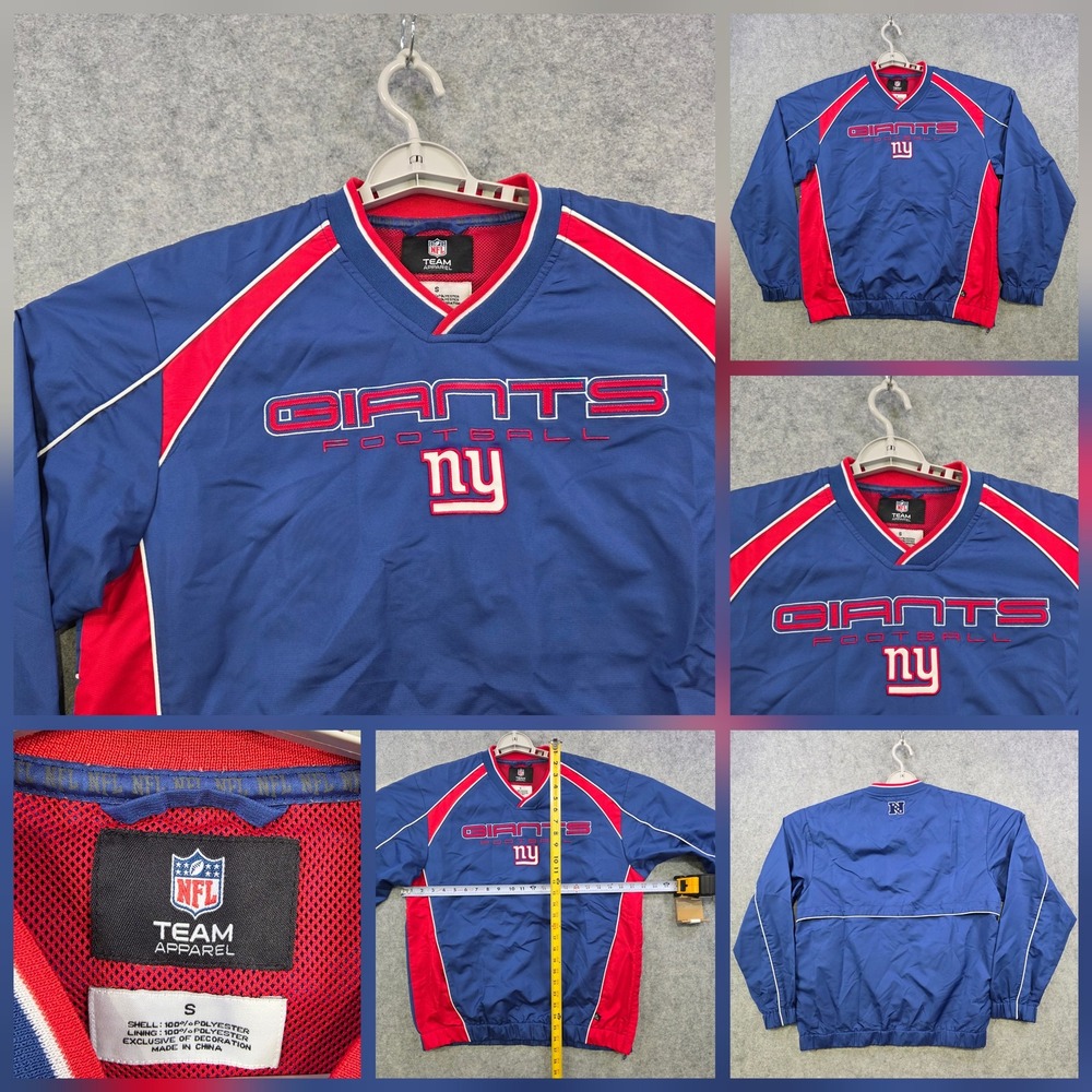 VTG New York Giants Pullover Jacket Mens Small Blue NFL Football NFL Windbreaker